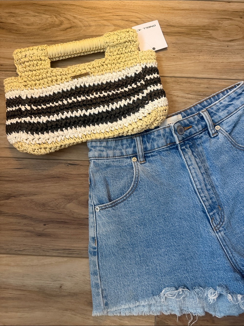 O’Neill Mini Raffia Tote Bag Small Woven Straw Coastal Boho NWT